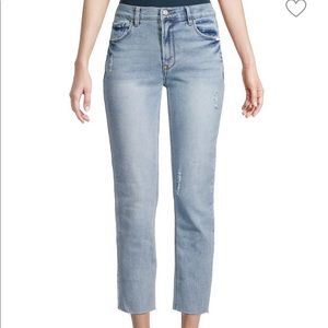 Kensie Distressed Slim Straight Jeans